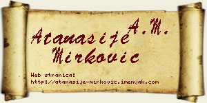 Atanasije Mirković vizit kartica